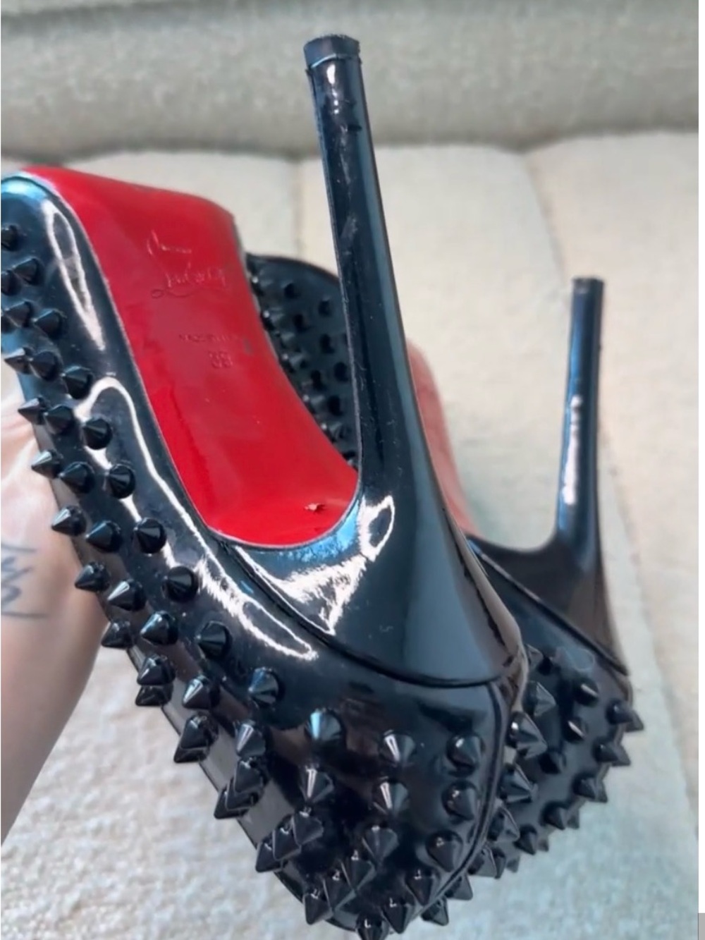 Christian Louboutin Black Studded Heels - Picture 6 of 7